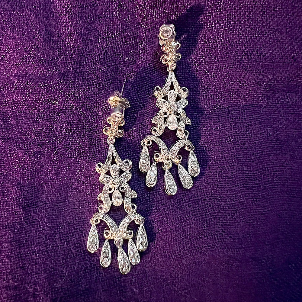 Elegant Silver Chandelier Earrings